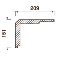 Гладкий отливной карниз Кт-158, 151Нх209мм