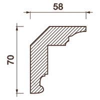 Гладкий отливной карниз Кт-254, 70Hx58мм