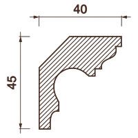 Гладкотянутый карниз Кт-116, 45Hx40мм