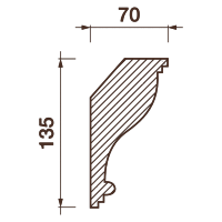 Гладкотянутый карниз Кт-351, 135Hx70мм