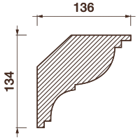 Гладкотянутый карниз Кт-357, 135Hx136мм