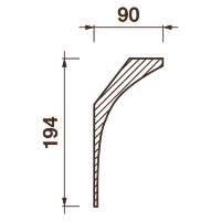 Гладкотянутый карниз Кт-649, 194Нх90мм