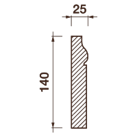 Гладкотянутый плинтус Пт-1, 140Hx25мм