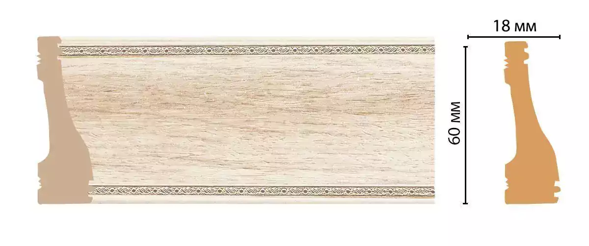 Плинтус напольный Decomaster 192-13 60*18*2400 Плинтус напольный Decomaster 192-13 60*18*2400