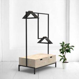 Рейл для одежды с ящиком минимализм c дуб-белый ARCHPOLE