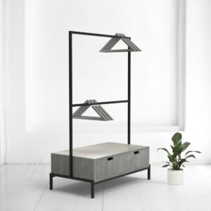 Рейл для одежды с ящиком минимализм b фанера-винтажный серый ARCHPOLE