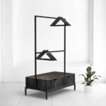 Рейл для одежды с ящиком минимализм b фанера-винтажный черный ARCHPOLE
