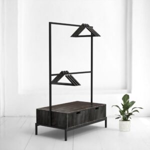 Рейл для одежды с ящиком минимализм b фанера-винтажный черный ARCHPOLE