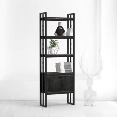 Стеллаж с ящиком old zinger фанера-винтажный черный ARCHPOLE