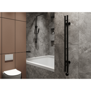 Полотенцесушитель GUARDO STRETTO 600x82 с 2 перекладинами черный матовый RAL 9005 (электрический)