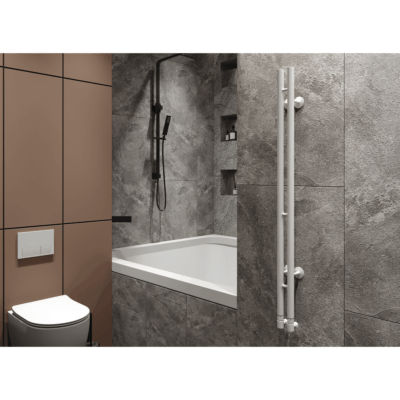 Полотенцесушитель GUARDO STRETTO 600x82 с 2 перекладинами белый матовый RAL 9016 (водяной)