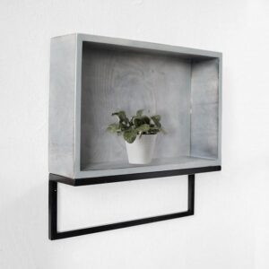 Полка минимализм с коробом фанера-винтажный серый ARCHPOLE