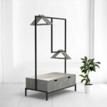 Рейл для одежды с ящиком минимализм c фанера-винтажный серый ARCHPOLE