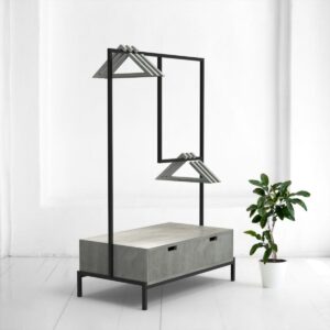 Рейл для одежды с ящиком минимализм c фанера-винтажный серый ARCHPOLE