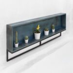 Полка минимализм с коробом фанера-винтажный синий ARCHPOLE