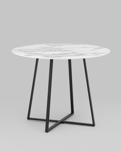 Стол обеденный Дакота 100*100 белый мрамор ножки черные УТ000038565 Stool Group Стол обеденный Дакота 100*100 белый мрамор ножки черные УТ000038565 Stool Group
