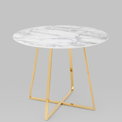Стол обеденный Дакота 100*100 белый мрамор ножки золото УТ000036110 Stool Group