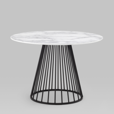 Стол обеденный Ливерпуль 110*110 белый мрамор черная ножка УТ000038564 Stool Group