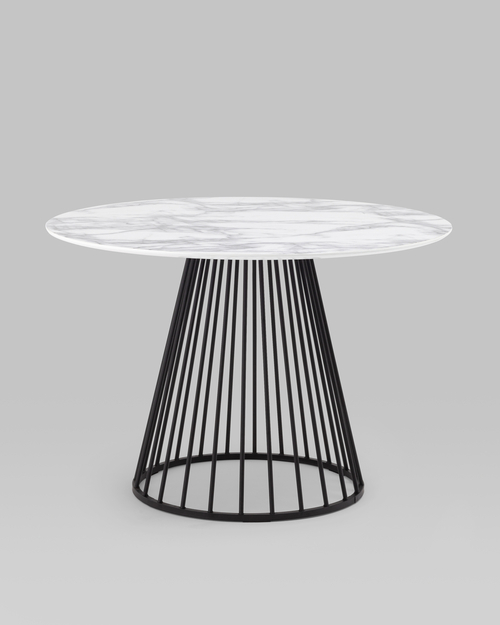 Стол обеденный Ливерпуль 110*110 белый мрамор черная ножка УТ000038564 Stool Group Стол обеденный Ливерпуль 110*110 белый мрамор черная ножка УТ000038564 Stool Group