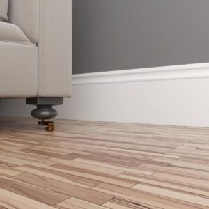 Плинтус белый Ultrawood арт. Base 0005 p (2000 x 219 x 15 мм.)