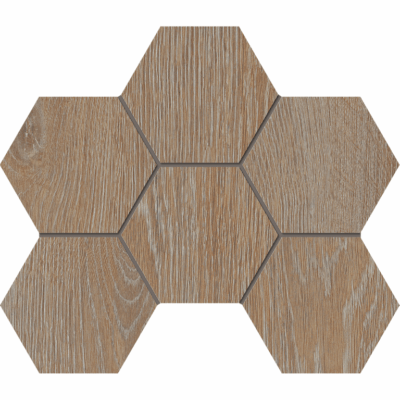 Мозаика KW01 Kraft Wood Rusty Beige Hexagon структурированная 25x28