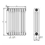 Стальной трубчатый радиатор отопления RIFAR TUBOG TUB 3057 24 секции ТИТАН боковое подключение TUB 3057-24-TI